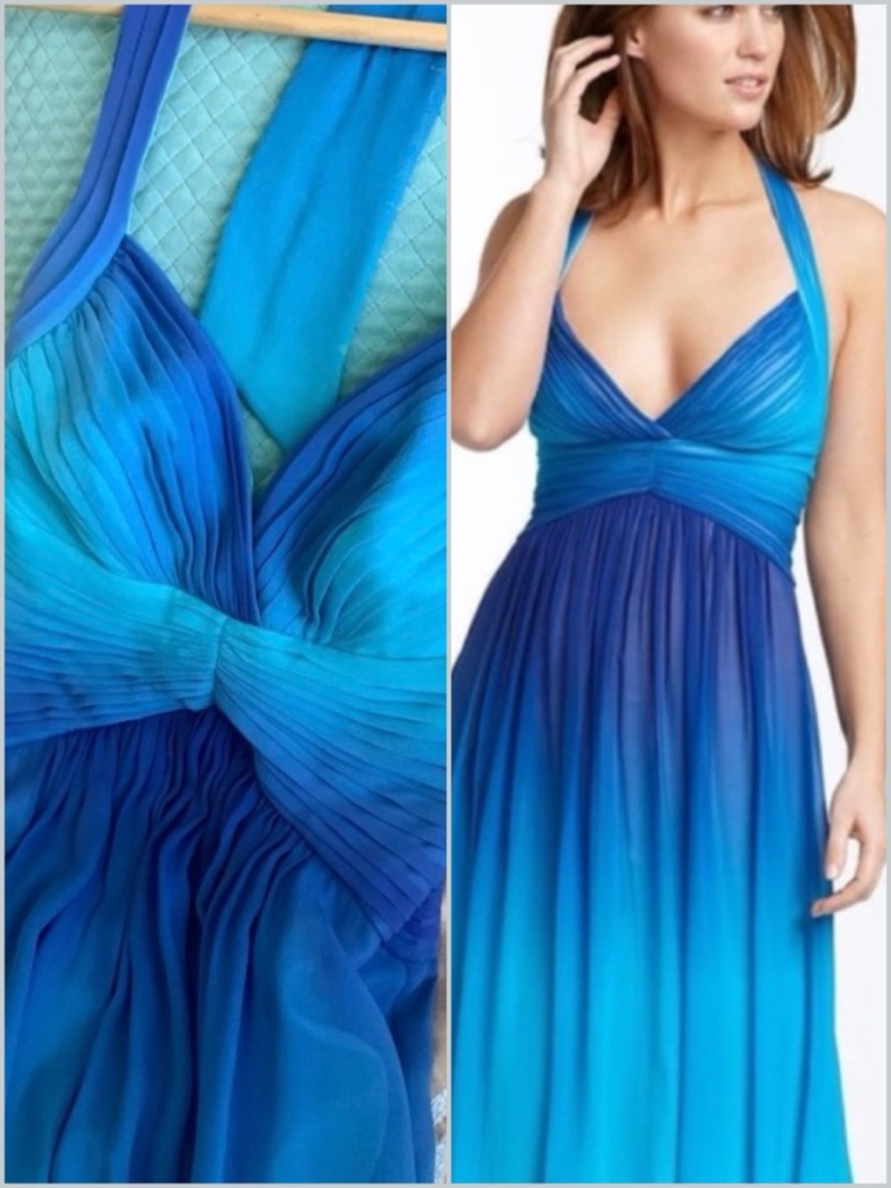 BCBGmaxazria Ombre Blue Silk Maxi Gown